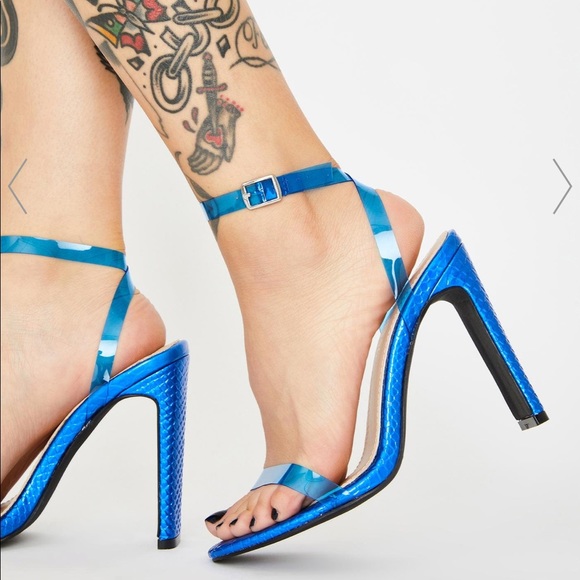 Shoes - Blue snakeskin heels